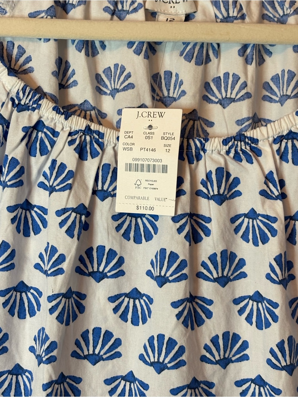 J. Crew Blue and White Shell-Print Sundress size 12 - Picture 3 of 7